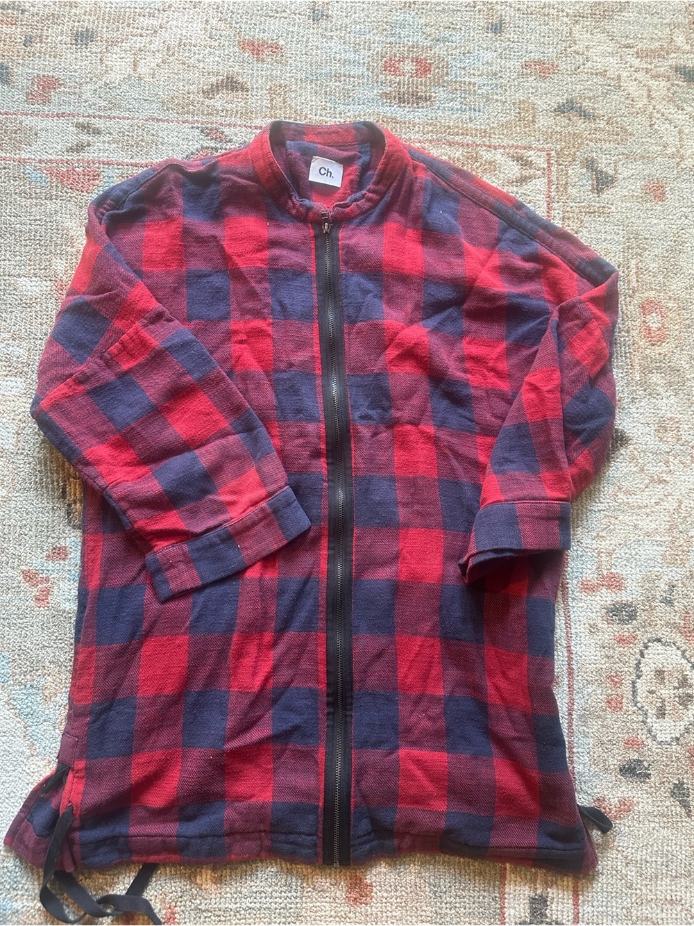Che Red & Navy Buffalo Plaid Zip-Up Jacket